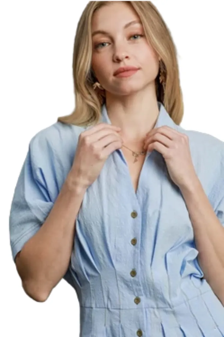 Kelly Solid Button Down Romper with Contrast Thread sold by fab'rik product image thumbnail 2