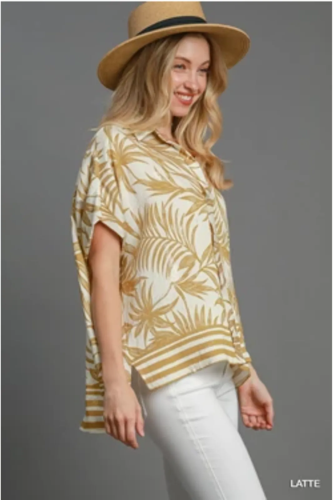 Shelley Tropical Print Button Down Top sold by fab'rik product image thumbnail 3