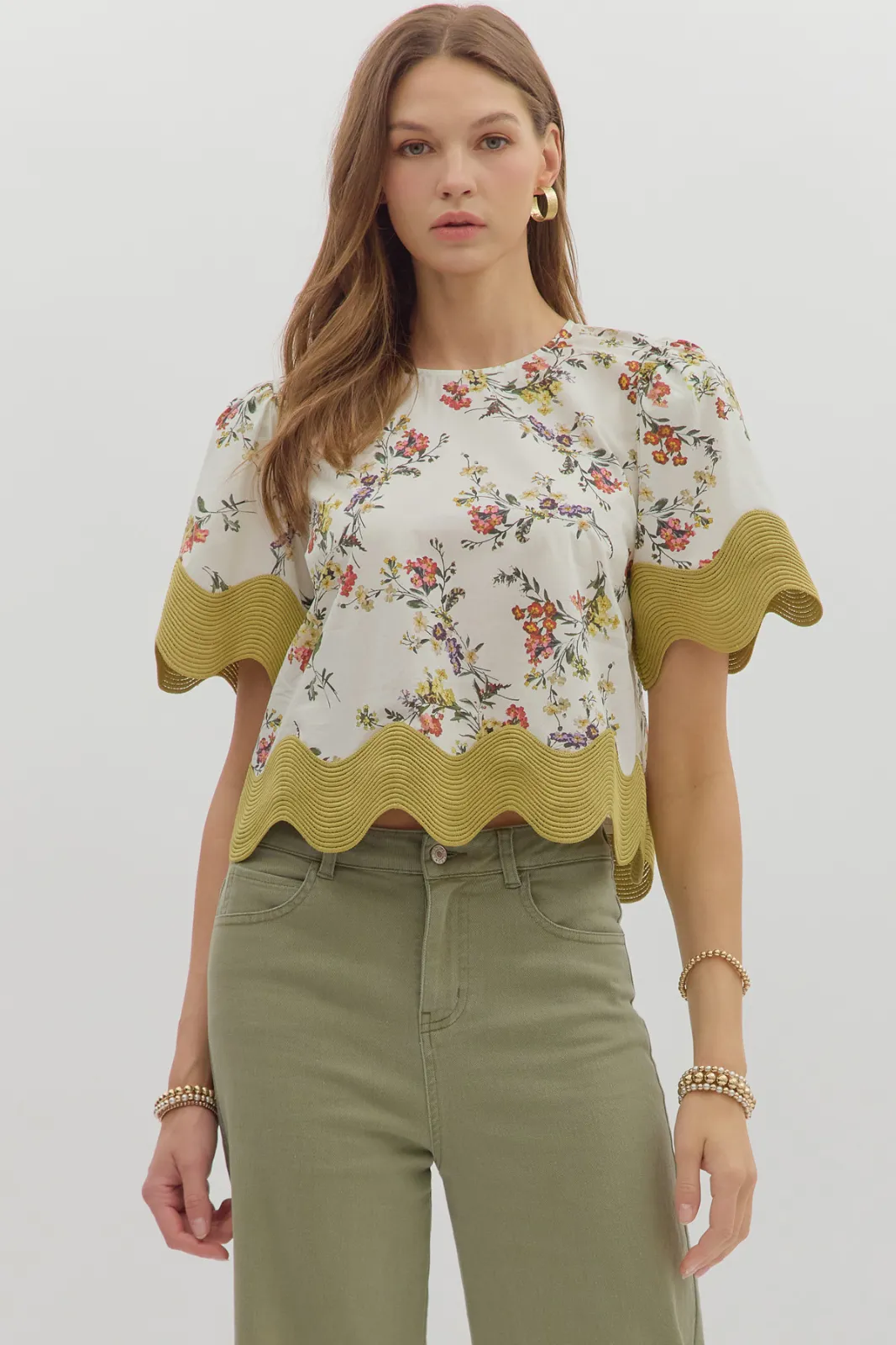 Tracy Scalloped Hem Floral Top sold by fab'rik