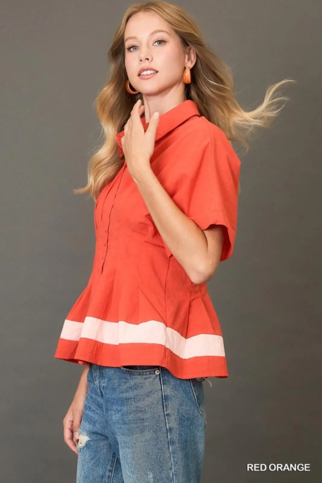 Wren Color Block Collared Button Down Top sold by fab'rik product image thumbnail 2