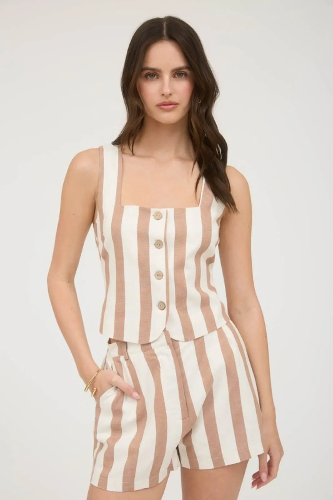 Jill Striped Button Up Vest Top sold by fab'rik product image thumbnail 2