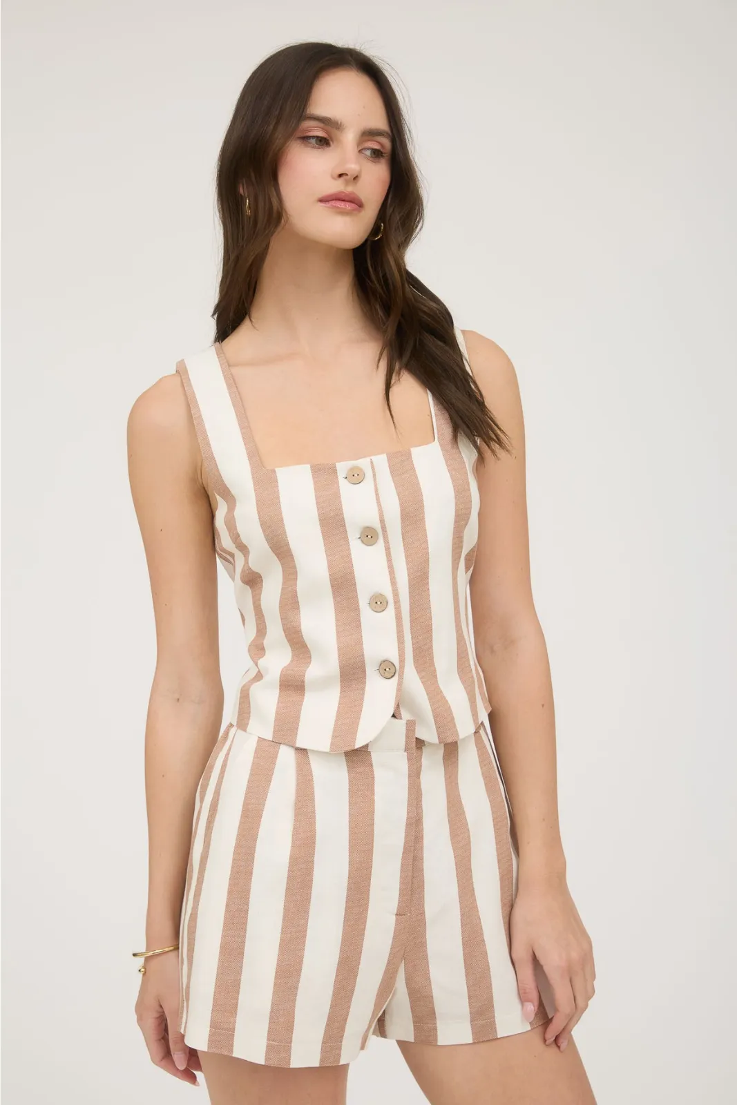 Jill Striped Button Up Vest Top sold by fab'rik product image thumbnail 3