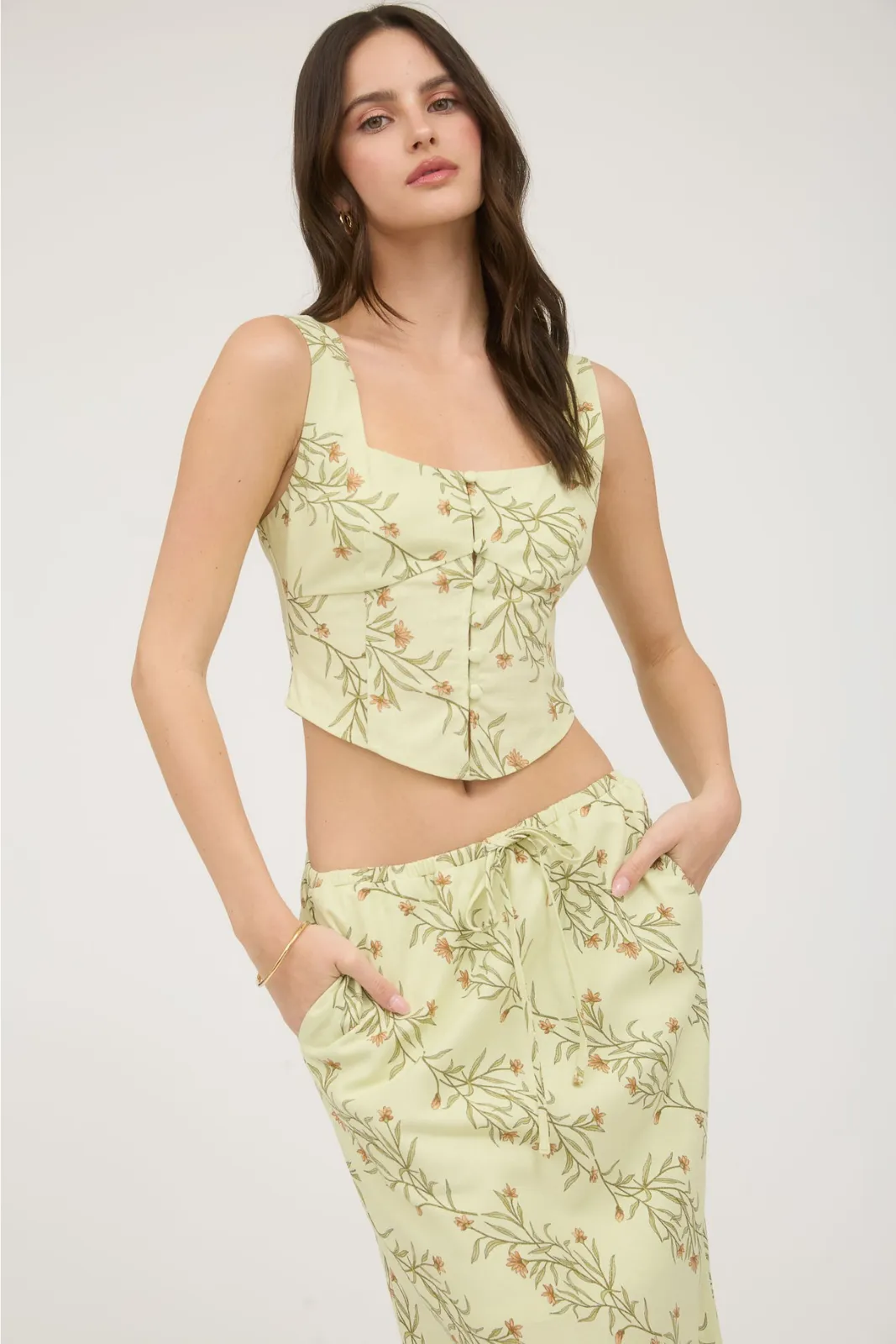 Dawn Pattern Corset Crop Top sold by fab'rik