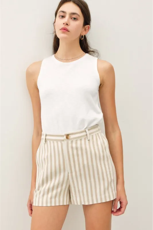 Nikki Striped Linen Shorts sold by fab'rik