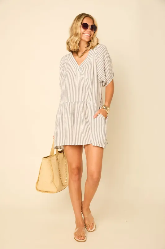 Claire V Neck Striped Dress sold by fab'rik