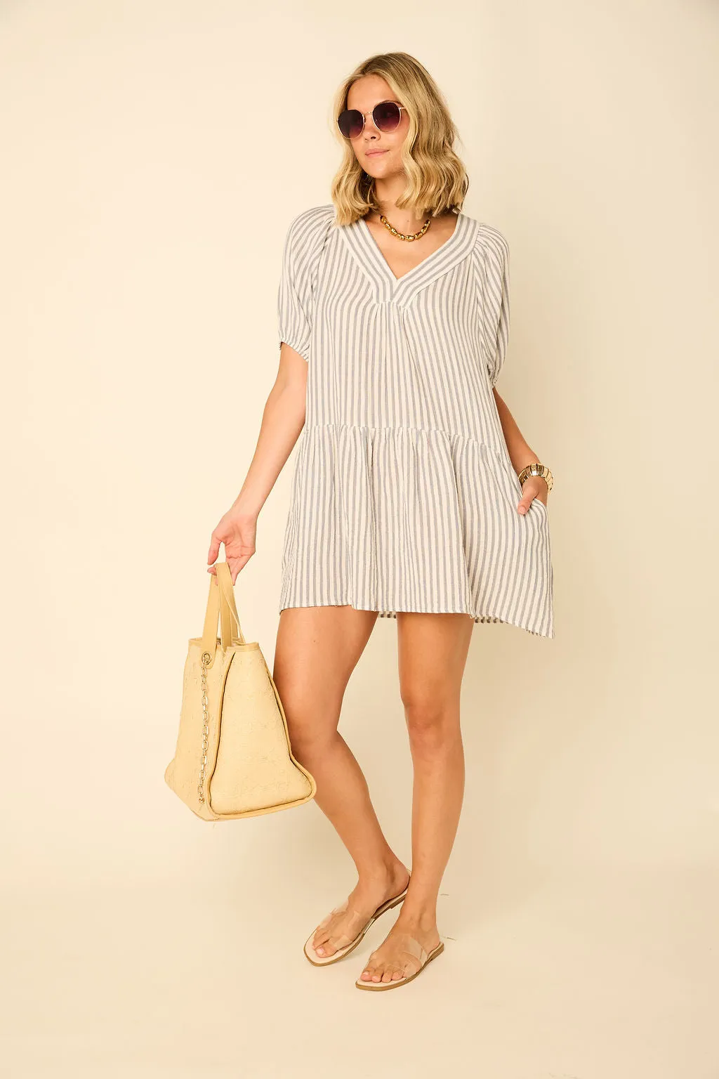 Claire V Neck Striped Dress sold by fab'rik product image thumbnail 4