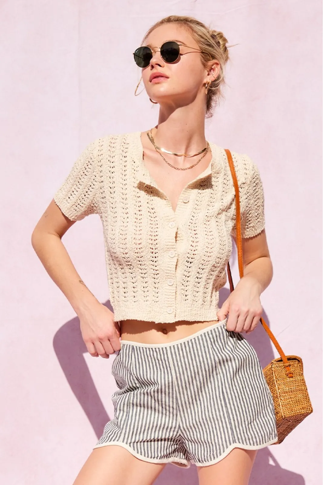 Bobbie Striped Contrast Shorts sold by fab'rik