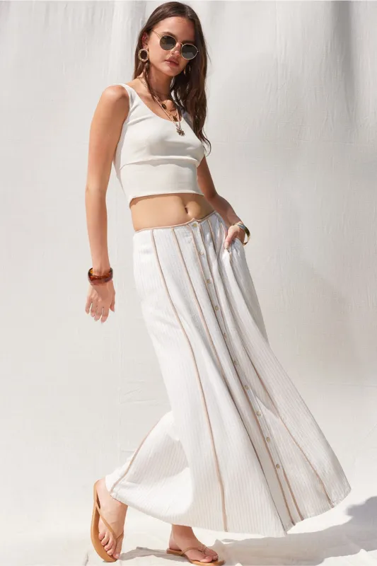 Cali Button Down Contrast Maxi Skirt sold by fab'rik