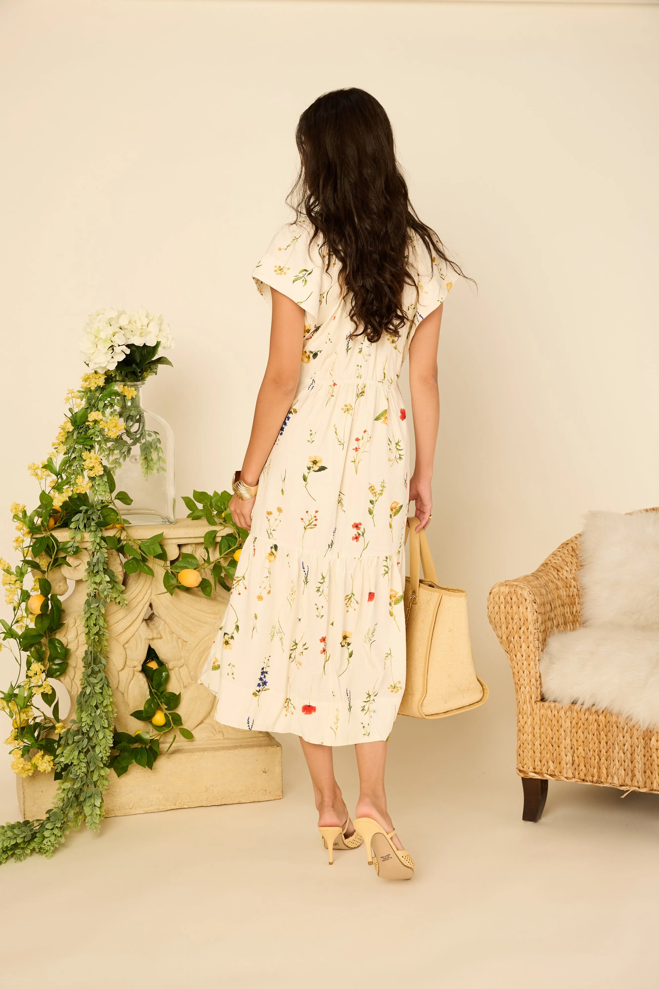 Cate Flower Print Button Down Midi Dress sold by fab'rik product image thumbnail 3