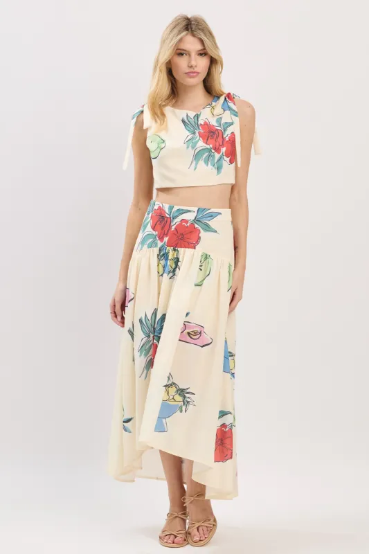 Laurel Floral Linen Back Button Down Top sold by fab'rik