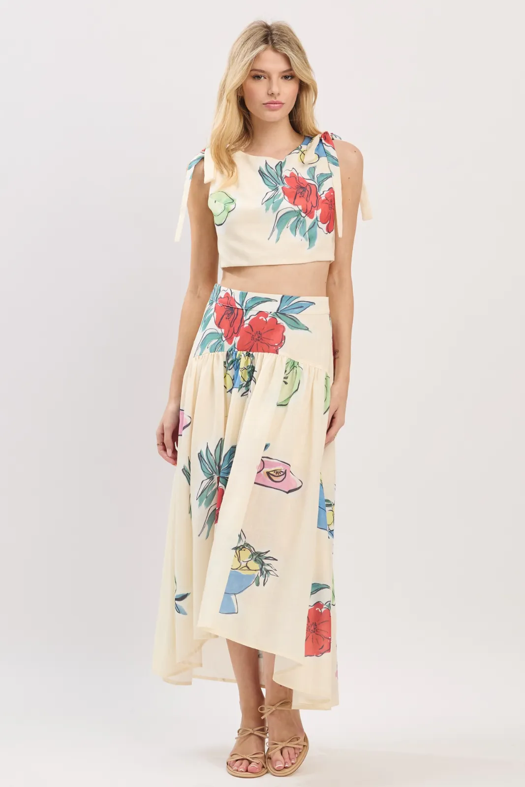 Laurel Floral Linen Back Button Down Top sold by fab'rik