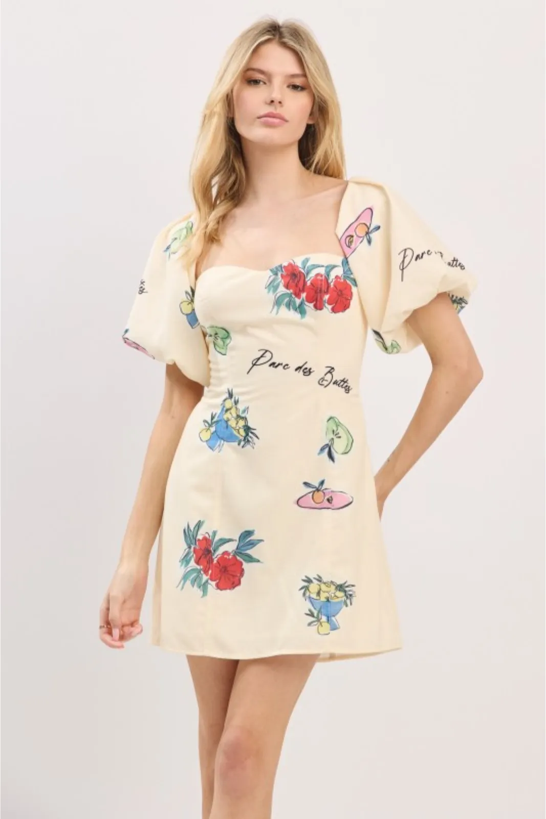 Selena Textured Puff Sleeve Mini Dress sold by fab'rik