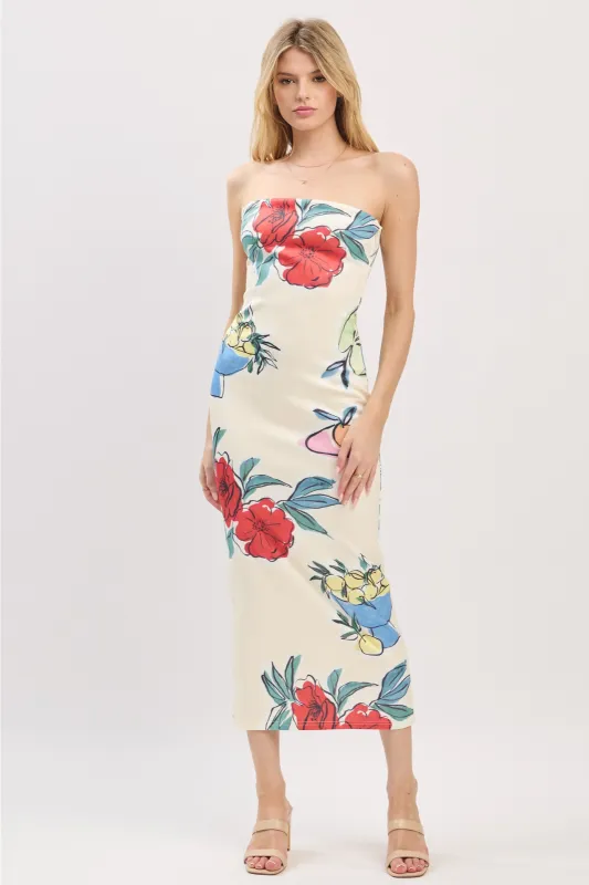 Jessie Scuba Tube Floral Print Maxi Dress sold by fab'rik