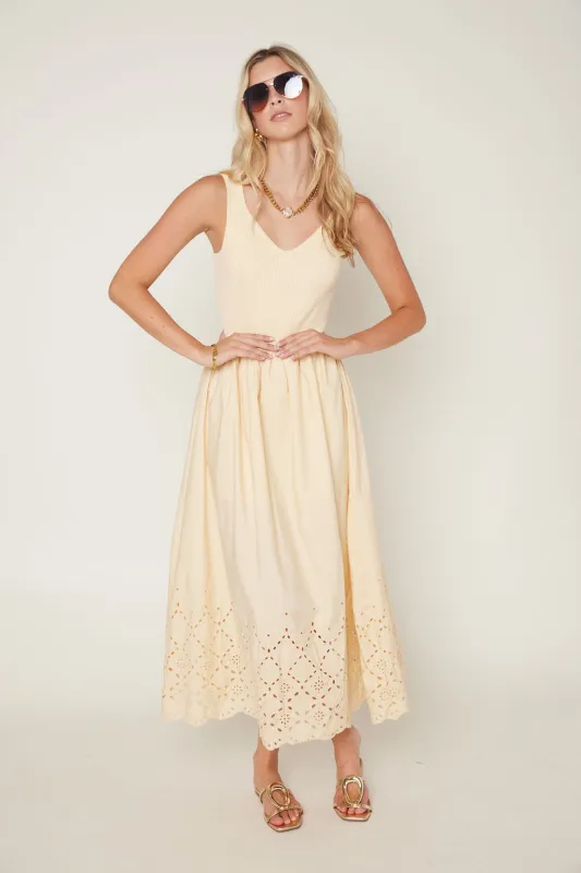 Lucy Eyelet Hem Maxi Dress sold by fab'rik