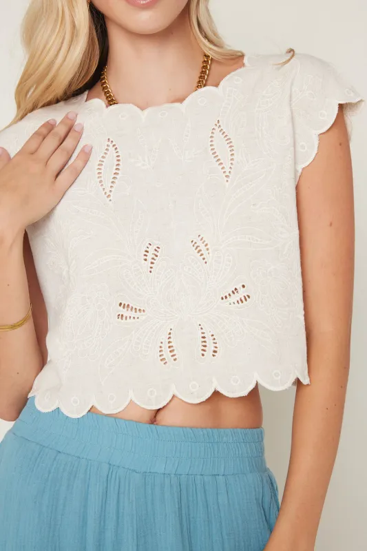 Tate Scalloped Short Sleeve Top sold by fab'rik