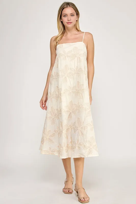 Tilly Floral Embroidery Sleeveless Midi Dress sold by fab'rik