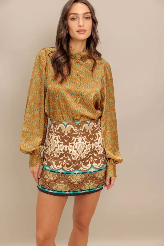 Chase Printed Woven Skirt sold by fab'rik