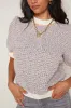 Sarah Zigzag Trim Detailed Tweed Top sold by fab'rik