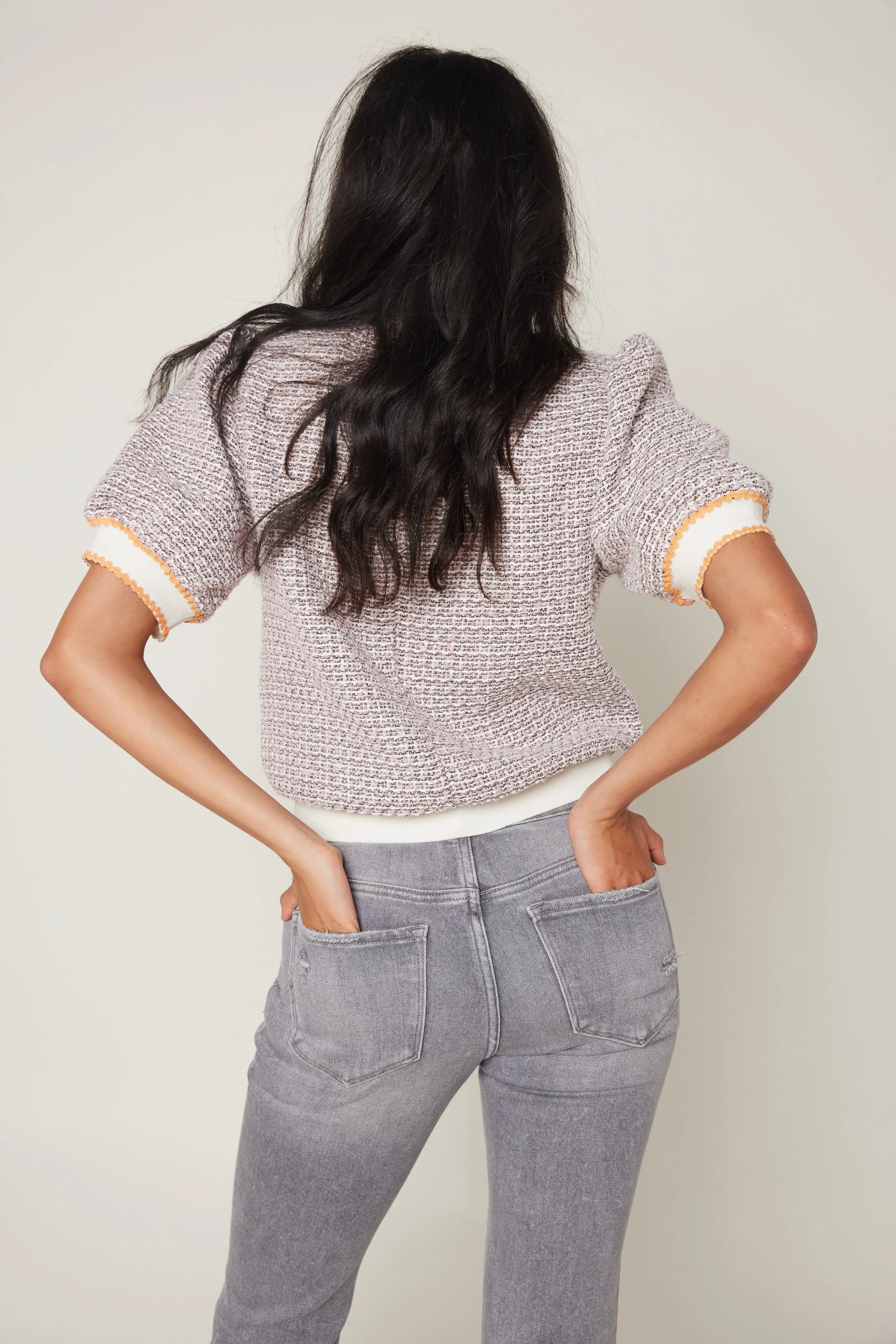 Sarah Zigzag Trim Detailed Tweed Top sold by fab'rik product image thumbnail 4