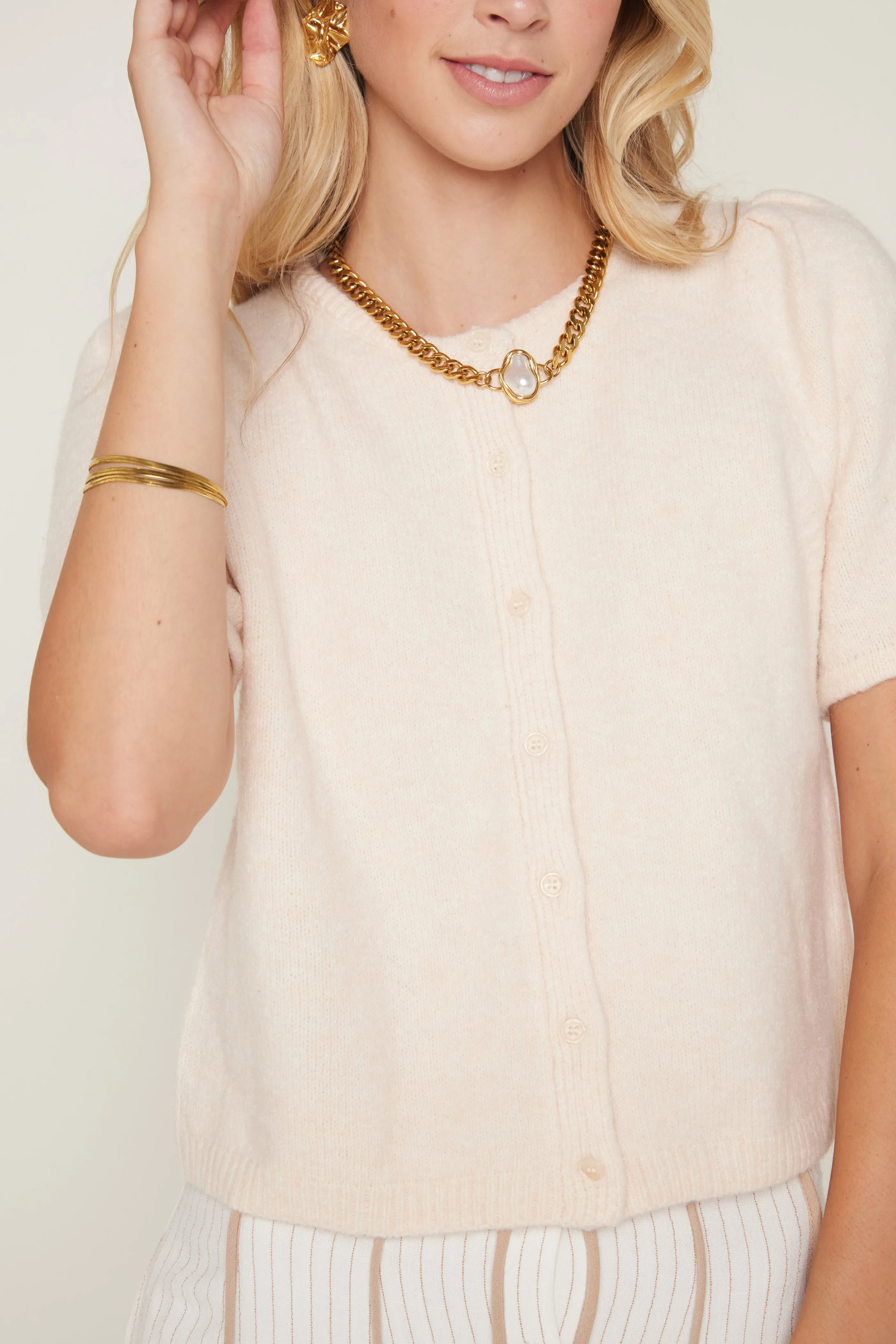 Danny Short Sleeve Button Up Sweater sold by fab'rik product image thumbnail 2