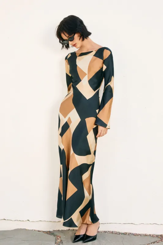 Lily Long Sleeve Abstract Dress sold by fab'rik