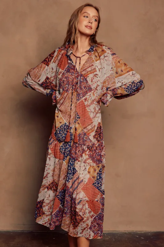 Anderson Paisley Pattern Maxi Dress sold by fab'rik