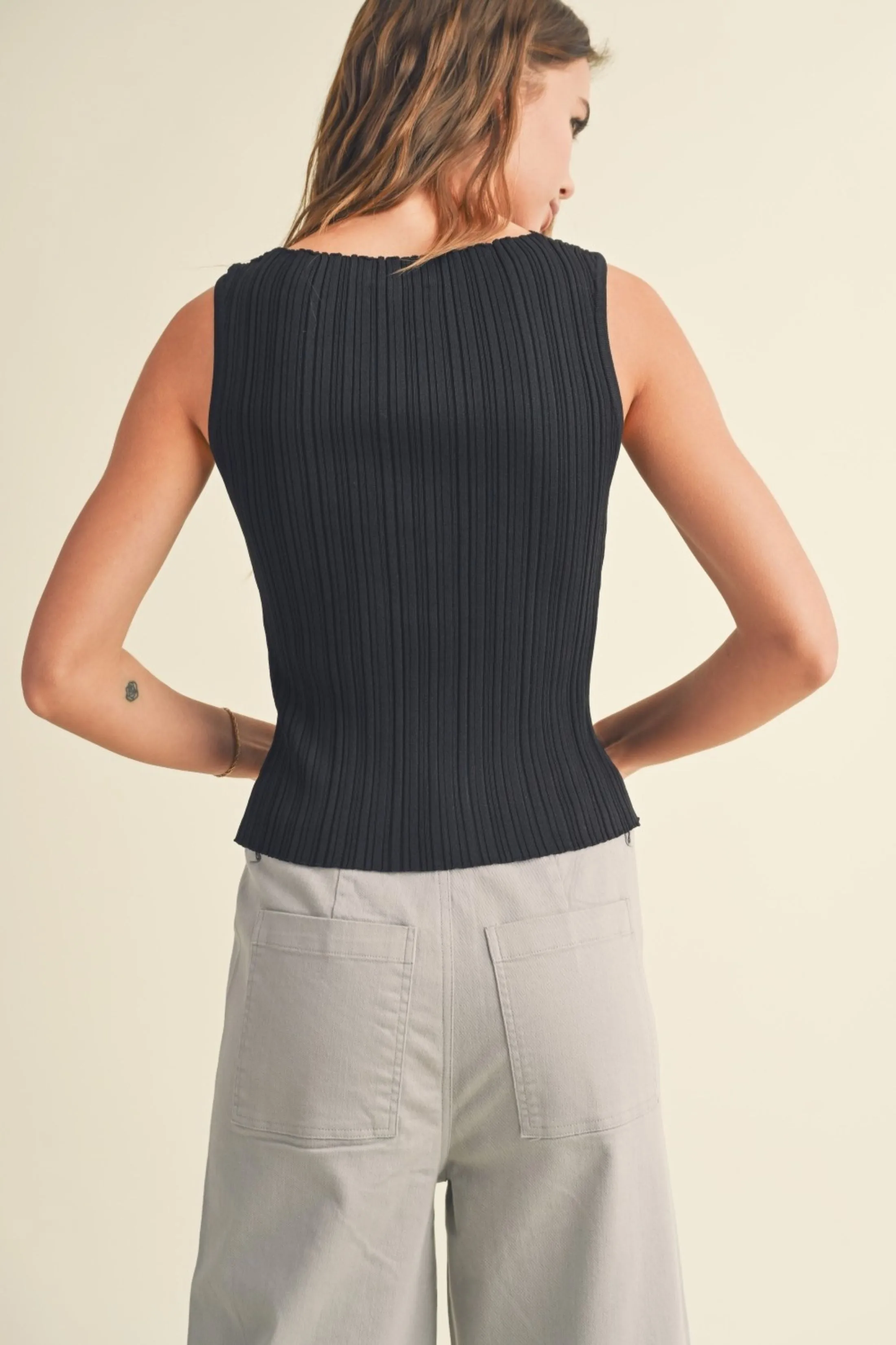 Marina Viscose Ribbed Knitted Top sold by fab'rik product image thumbnail 3