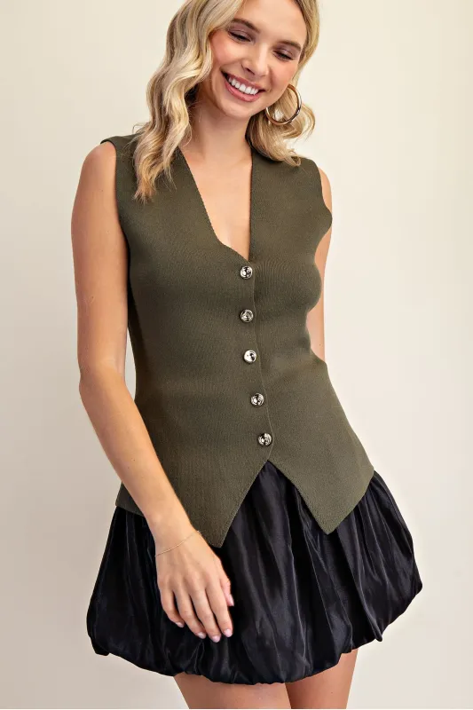 Reese Sweater Button Down Vest sold by fab'rik