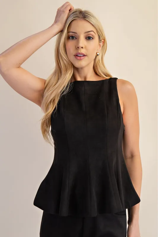 Natasha Suede Peplum Top sold by fab'rik