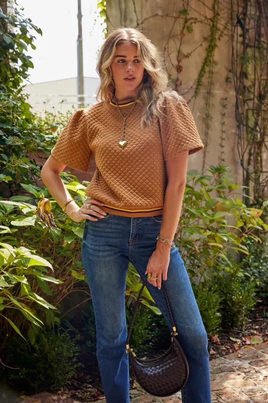 Perry Textured Short Sleeve Blouse sold by fab'rik