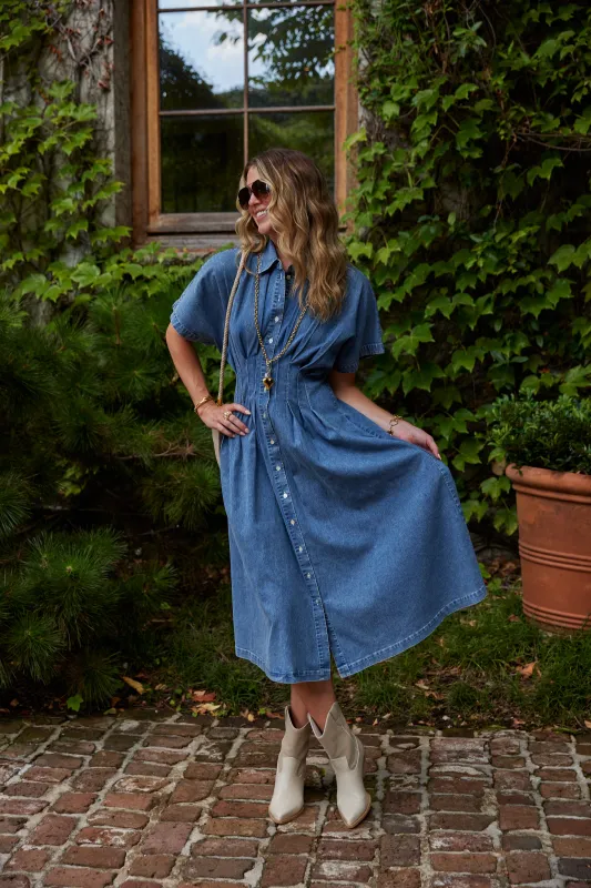 June Denim Button Down Dress sold by fab'rik