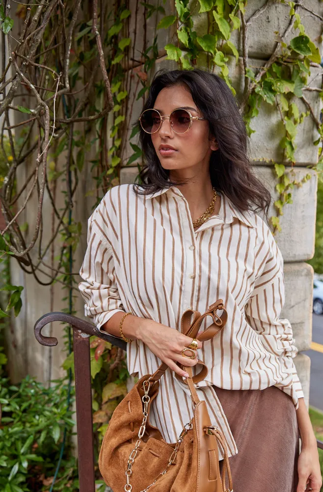 Grayson Striped Button Down Top sold by fab'rik