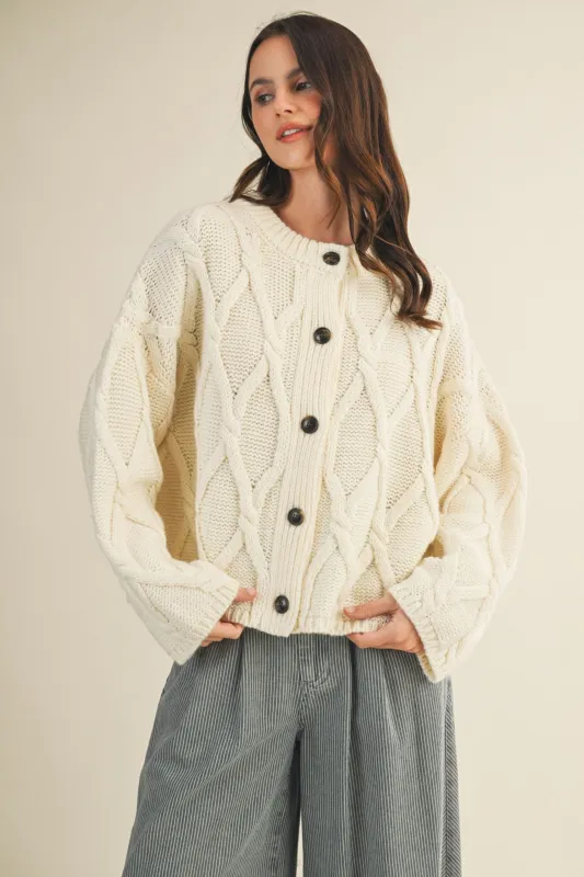 Maggie Cable Knit Cardigan sold by fab'rik