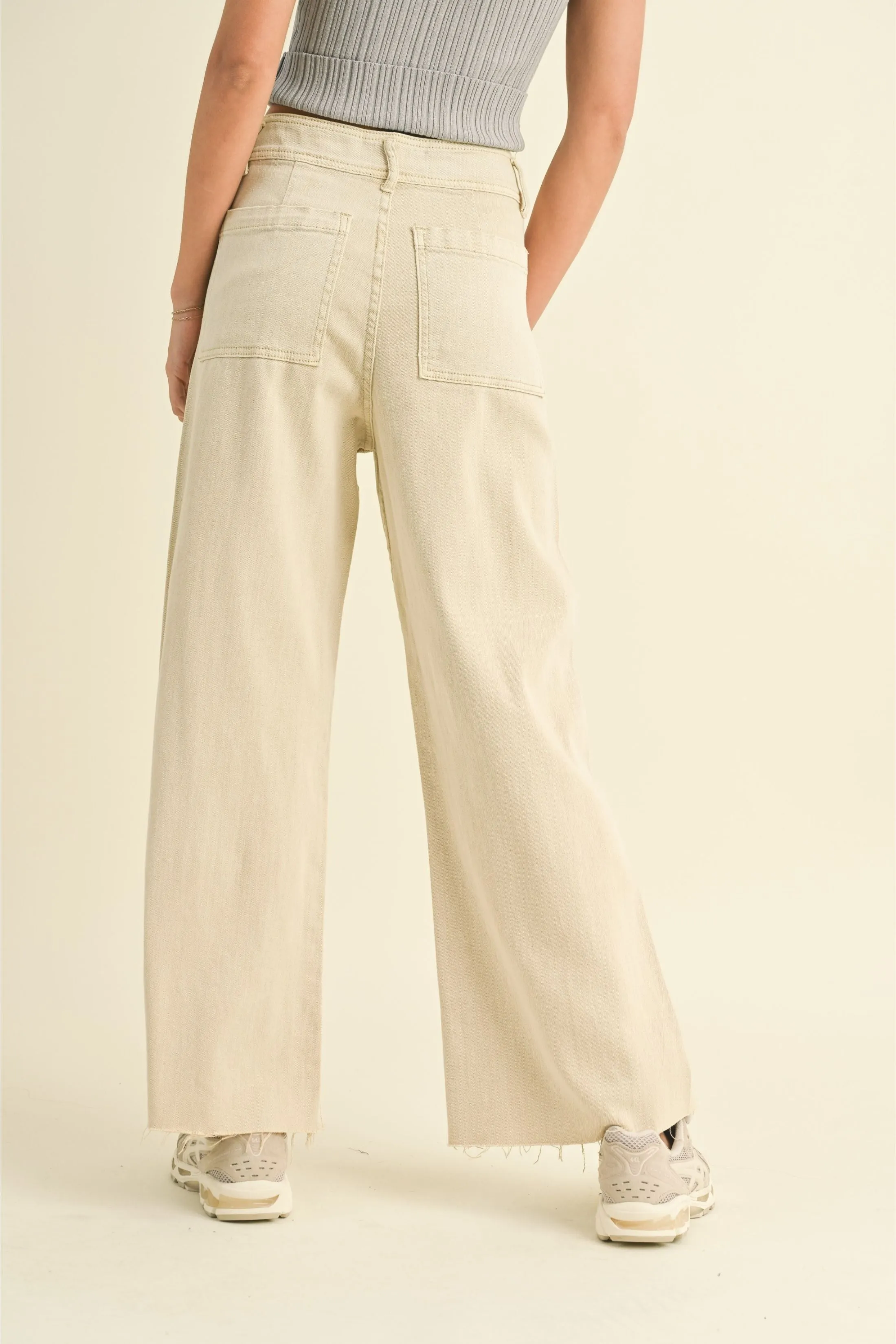 Dione High Rise Wide Leg Raw Hem Crop Pants sold by fab'rik product image thumbnail 4