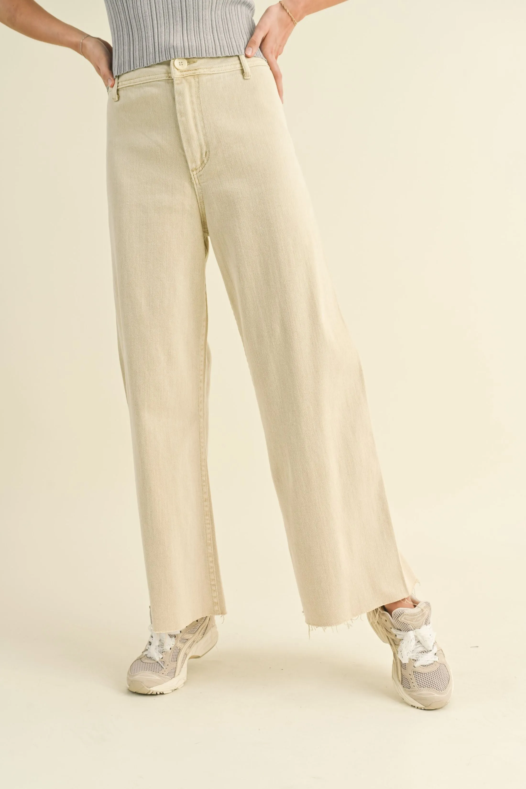 Dione High Rise Wide Leg Raw Hem Crop Pants sold by fab'rik product image thumbnail 2