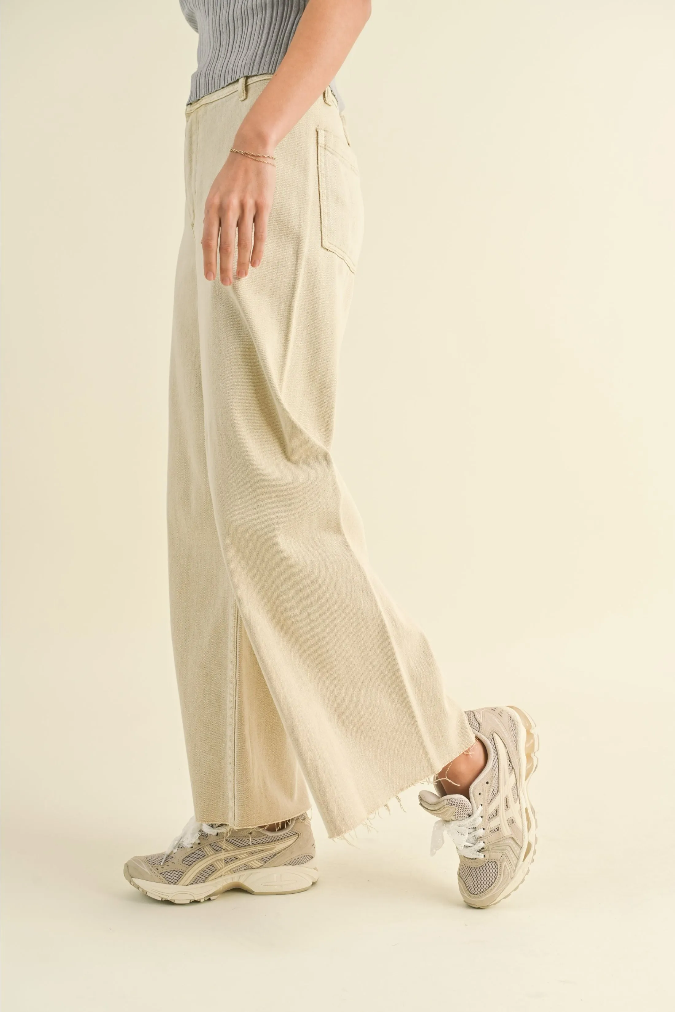 Dione High Rise Wide Leg Raw Hem Crop Pants sold by fab'rik product image thumbnail 3