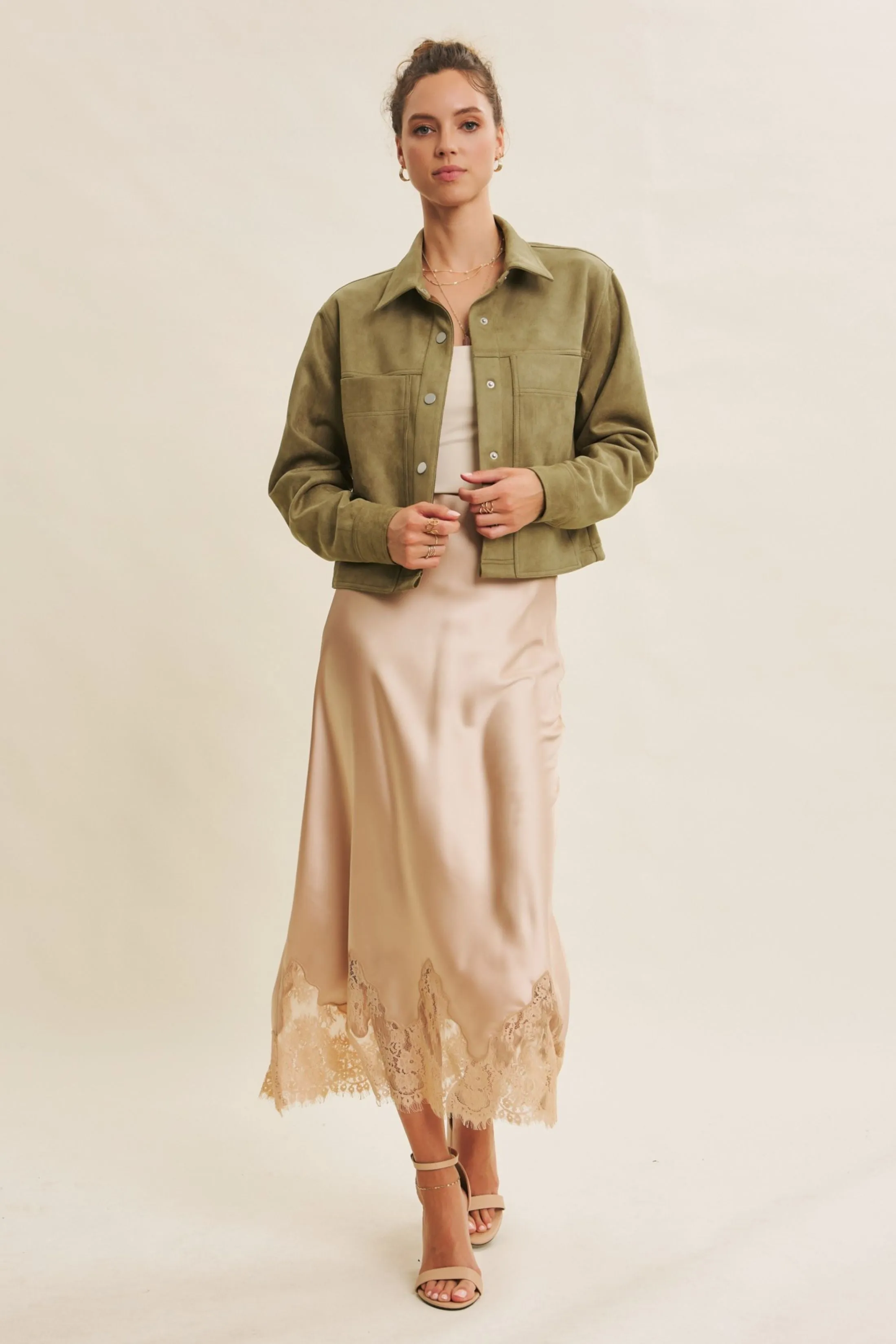 Amelia Versatile Stretchy Suede Jacket sold by fab'rik