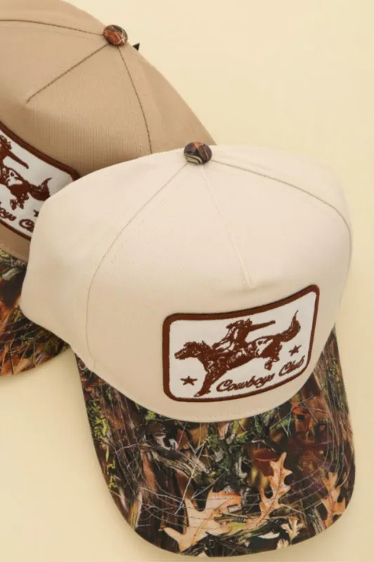 Chloe Cowboy Club Camo Print Baseball Cap sold by fab'rik