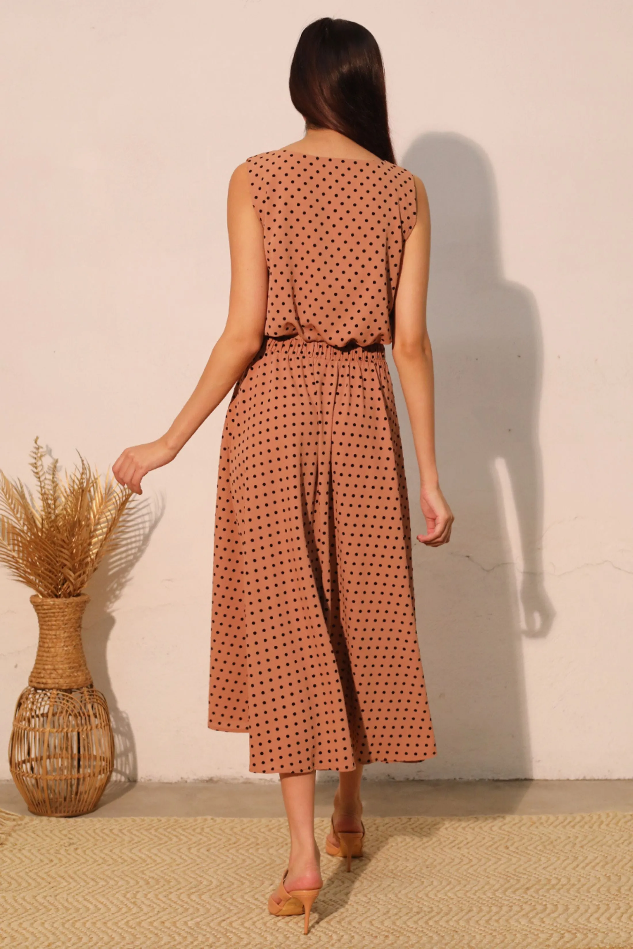 Lucy Flocked Polka Dot Midi Swing Skirt sold by fab'rik product image thumbnail 2