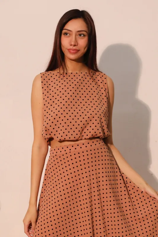 Lucy Flocked Polka Dot Bubble Crop Top sold by fab'rik