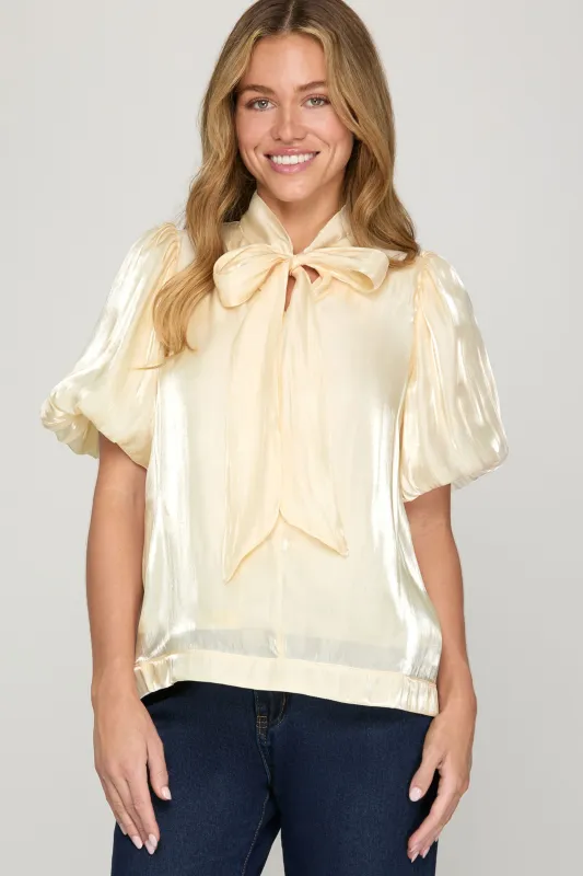 Carrie Short Puff Sleeve Top made by She and Sky
