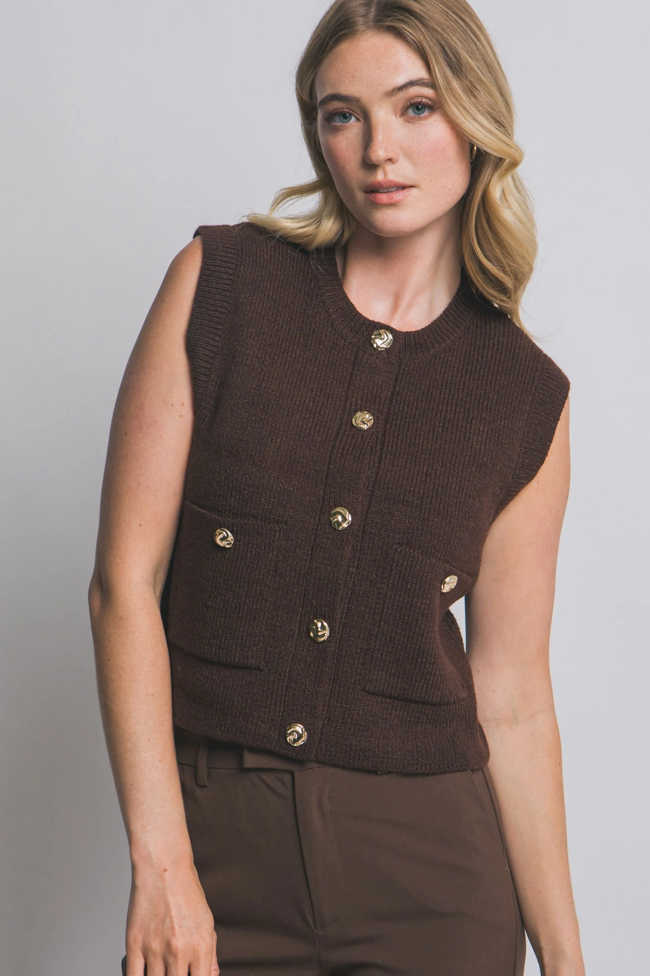 Lori Sleeveless Knit Sweater Vest sold by fab'rik