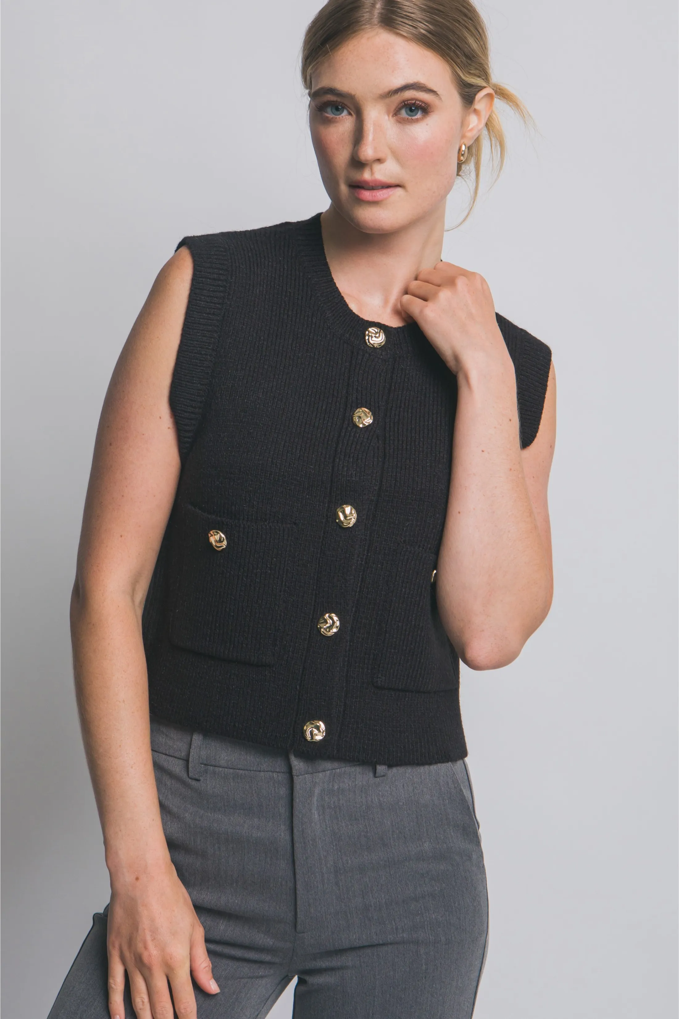 Lori Sleeveless Knit Sweater Vest sold by fab'rik product image thumbnail 2