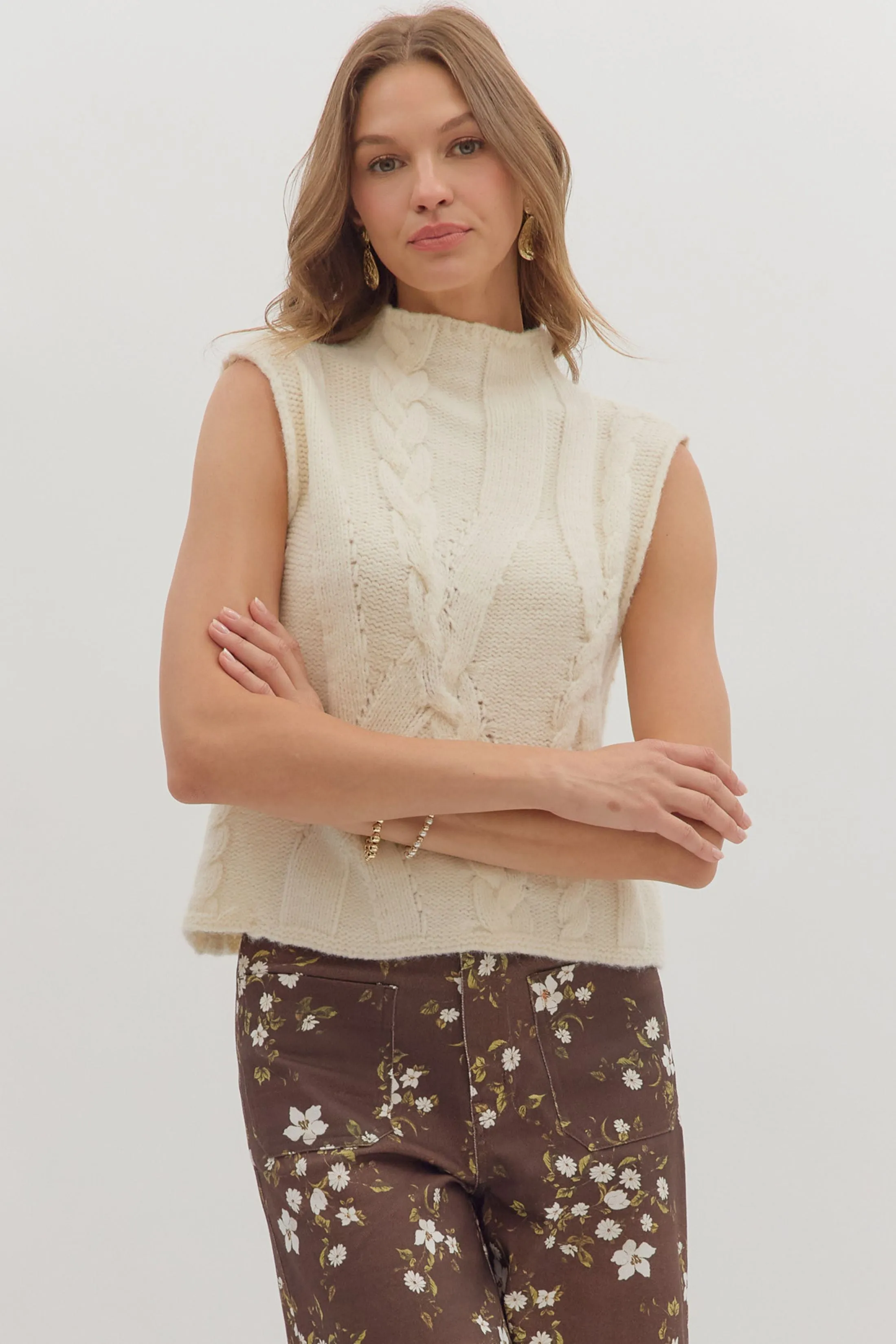 Carmen Sleeveless Sweater Top sold by fab'rik