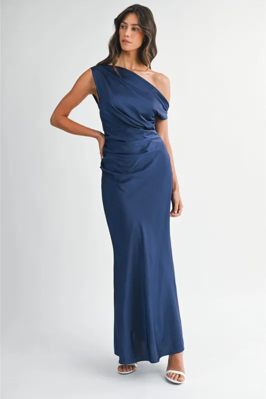 Georgia Satin One Shoulder Maxi Dress sold by fab'rik