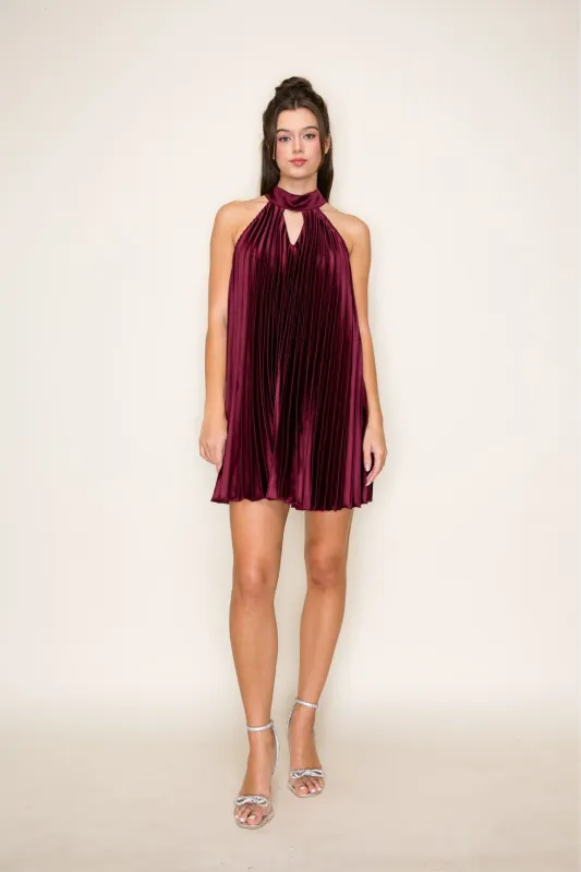 Sofia Soft Pleated Mini Dress sold by fab'rik