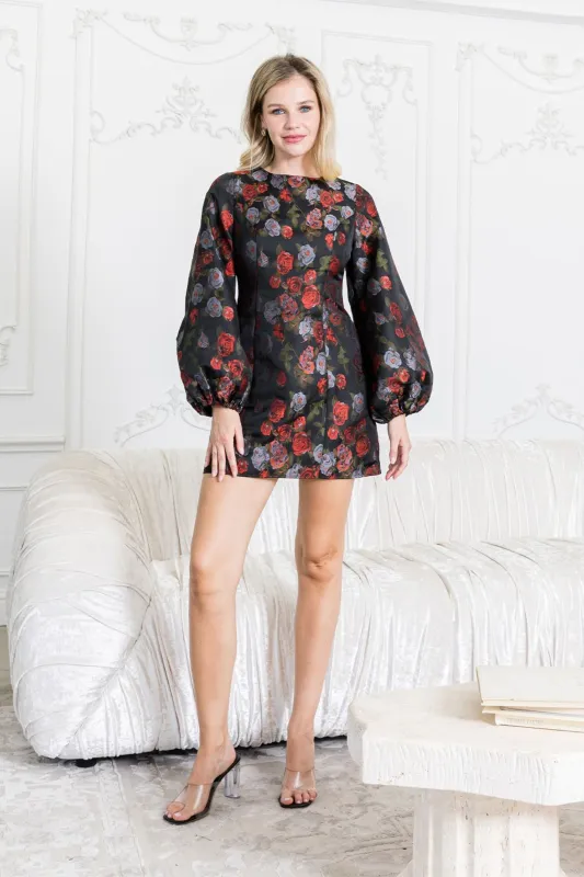 Rosie Balloon Sleeve Mini Dress sold by fab'rik