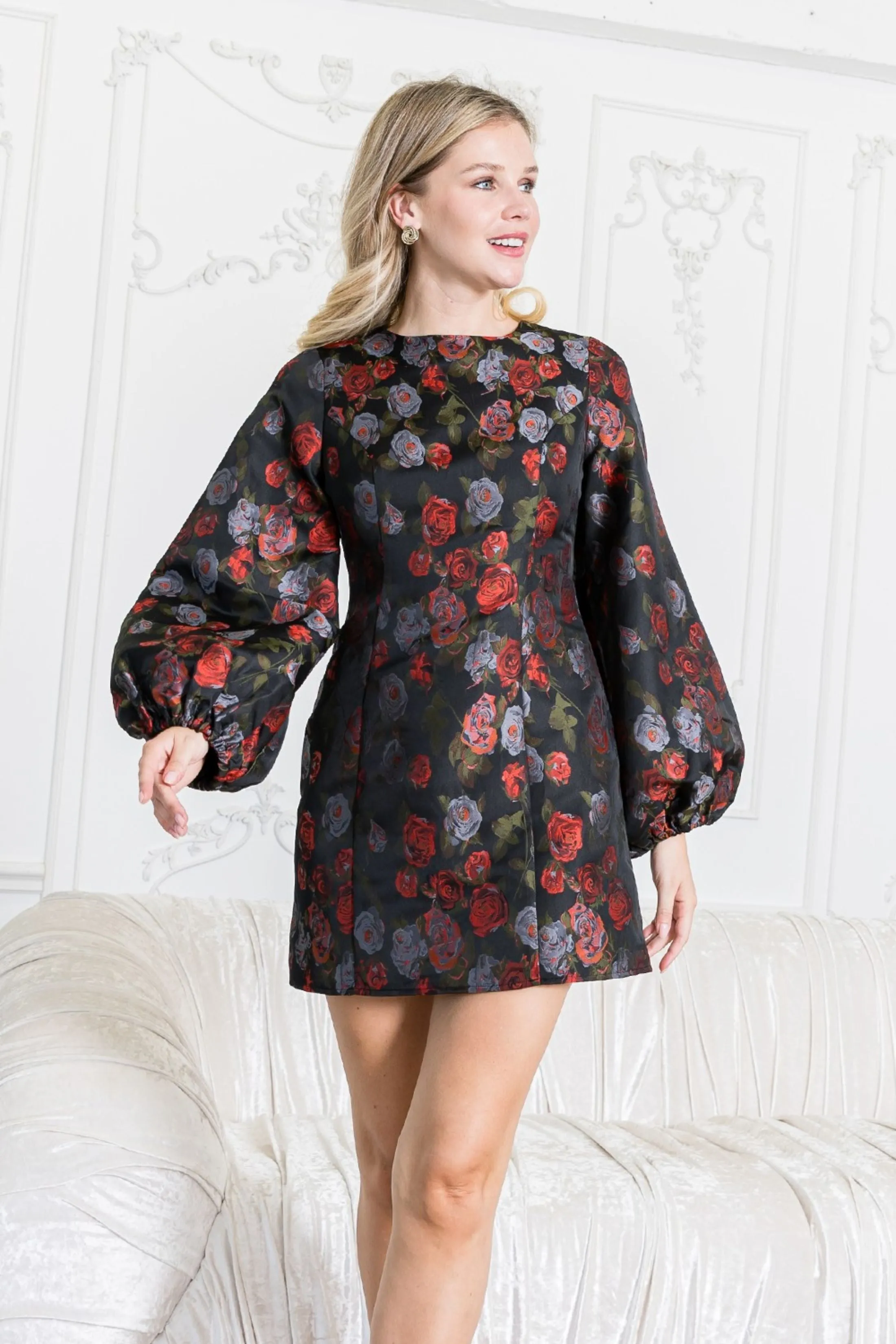 Rosie Balloon Sleeve Mini Dress sold by fab'rik product image thumbnail 2