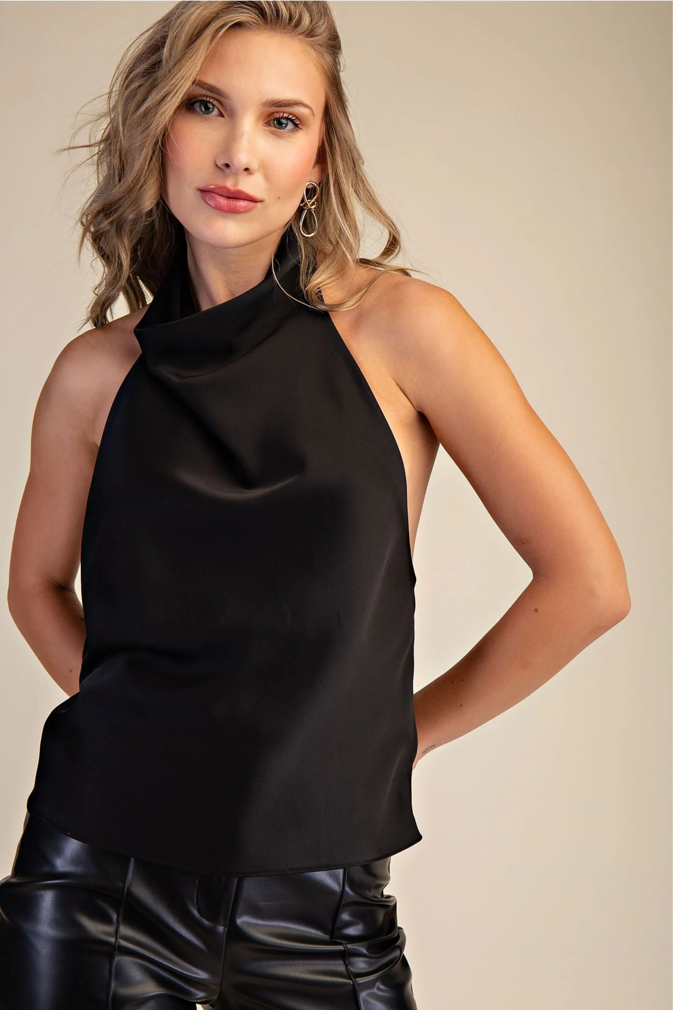 Merry Halter Neck Satin Top sold by fab'rik