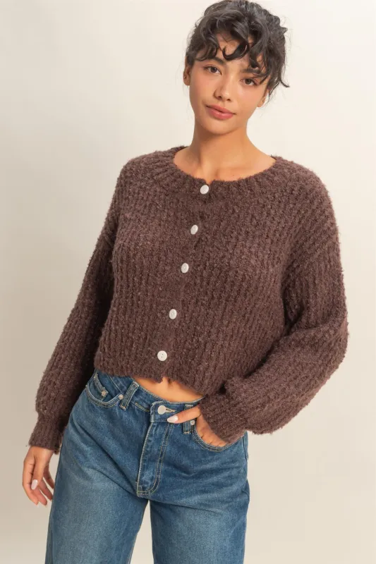 Shari Fluffy Knit Cardigan sold by fab'rik